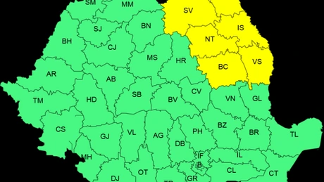 ANM: Cod portocaliu de averse torenţiale în regiunile montane şi nordul Moldovei, până duminică seara