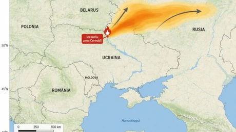 Ministerul Mediului: Norul de fum provenit de la incendiul din zona Cernobîl nu va afecta România