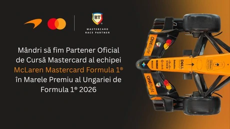 BT accelerează alături de echipa McLaren Mastercard Formula 1 la Hungaroring. Logo-ul băncii va fi prezent pe monopostul echipei în Marele Premiu al Ungariei