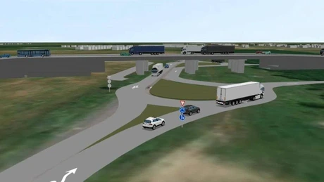 FOTO Autostrada Bucureștiului A0. CNAIR pregătește un giratoriu nou la Bâcu, optimizat pentru toate tipurile de vehicule