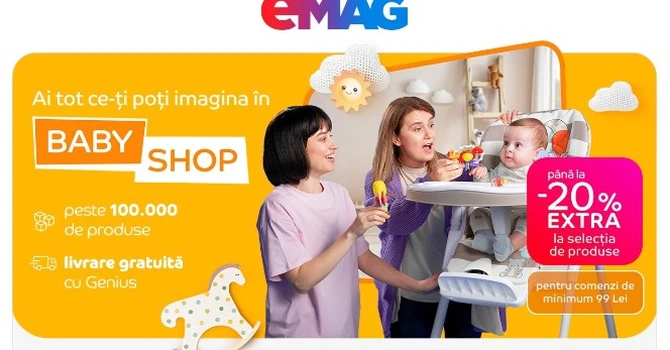 eMAG lansează Baby Shop cu peste 100.000 de produse, al 10-lea shop-in-shop lansat în ultimele 9 luni 