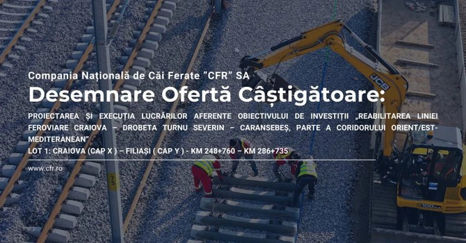 Calea ferată Craiova – Caransebeș: A fost semnat contractul pentru lotul 1, în valoare de două miliarde de lei