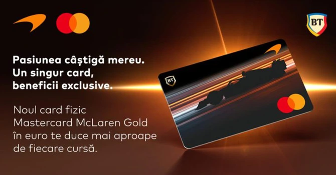 După premiera globală a cardurilor digitale, Banca Transilvania și Mastercard lansează cardul fizic McLaren Gold