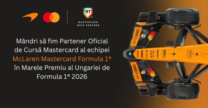 BT accelerează alături de echipa McLaren Mastercard Formula 1 la Hungaroring. Logo-ul băncii va fi prezent pe monopostul echipei în Marele Premiu al Ungariei