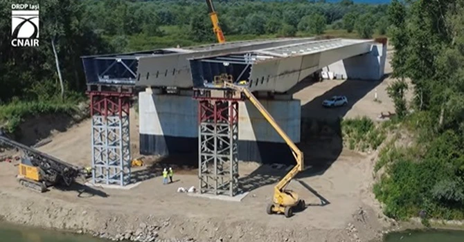 Autostrada Unirii A8. Cum mai arată podul peste Prut de la Ungheni, început în primăvara anului trecut