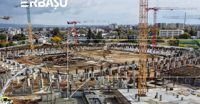 FOTO Primul stadion exclusiv verde din România. Construcții Erbașu prezintă progresul lucrărilor la arena unui mare oraș din România