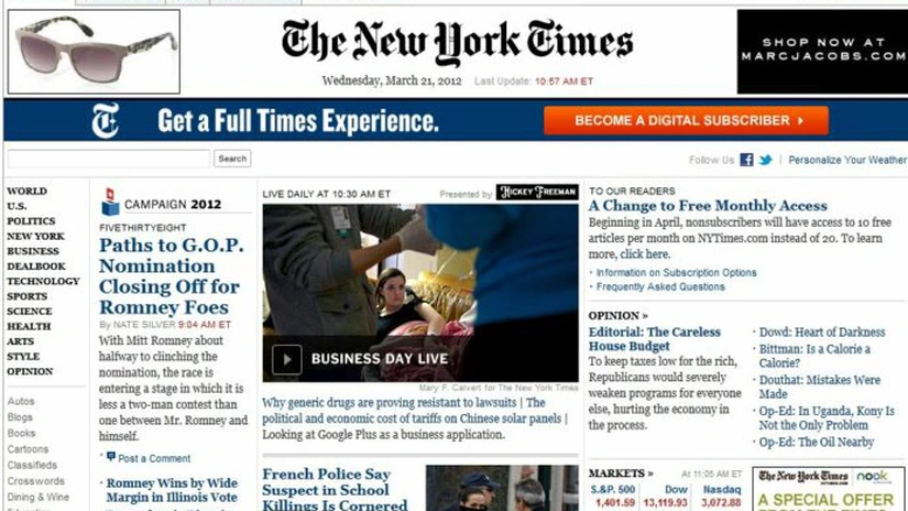 Publicaţia The New York Times îşi relansează site-ul