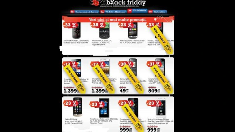 Cele mai ieftine telefoane rămase în oferta emag de Black Friday
