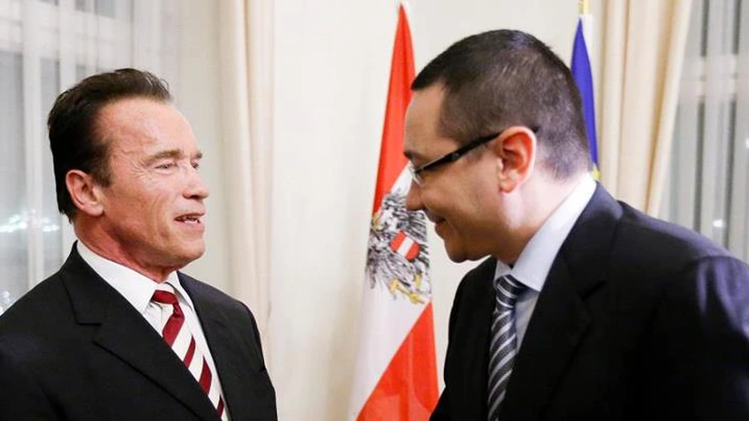 Ponta s-a întâlnit cu Schwarzenegger la Viena: L-am convins să vină în România