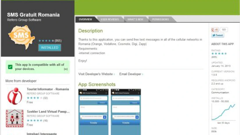 Aplicaţia Android de pe care poţi trimite sms-uri naţionale gratis