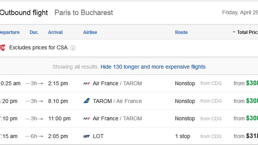 Google te ajută să găseşti bilete ieftine de avion