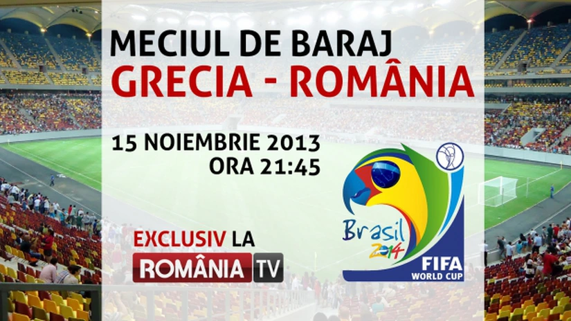 Meciul Grecia-România va fi transmis de România TV