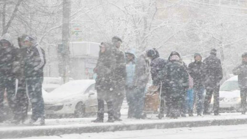 Atenţionare de ninsori şi intensificări ale vântului în Bucureşti şi alte cinci judeţe, până la ora 01:00