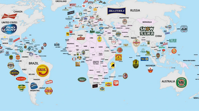 Harta celor mai băute beri din fiecare ţară a lumii