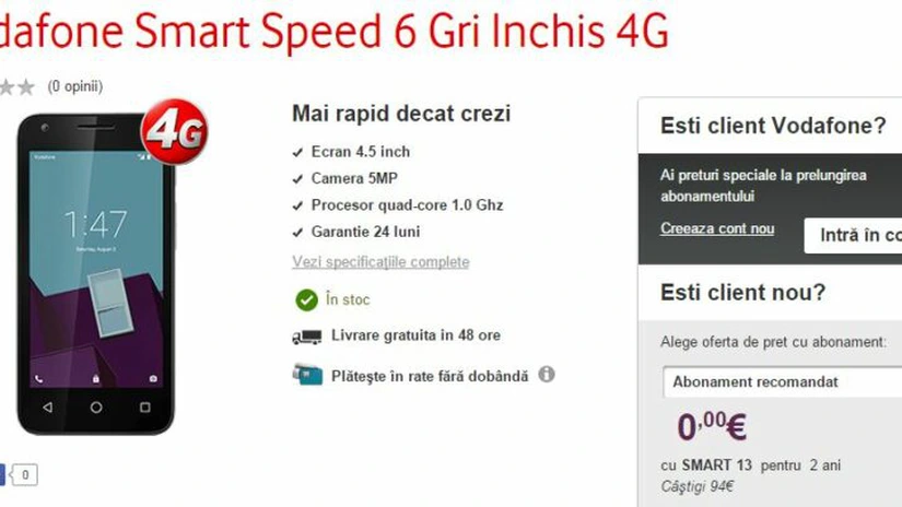 Vodafone România a lansat un nou smartphone 4G sub brand propriu. E gratis cu abonamentul Smart 13