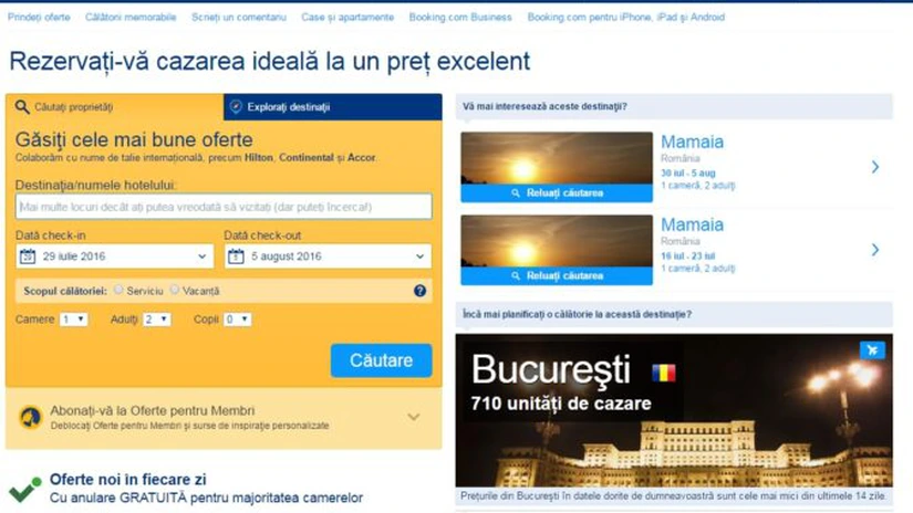 Profitul Booking.com în România a crescut de peste şase ori în trei ani