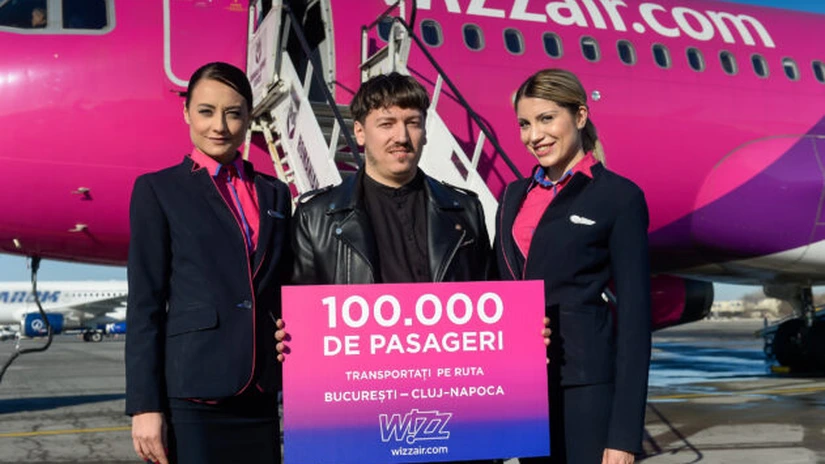 Wizz Air a transportat 100.000 de pasageri pe ruta internă Bucureşti-Cluj-Napoca în şapte luni de la lansare