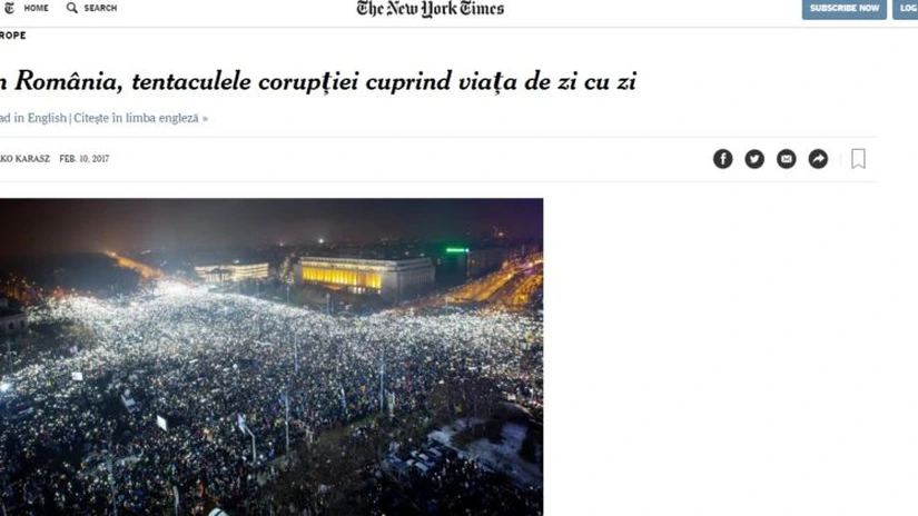 Articol în limba română, publicat pe site-ul The New York Times. Jurnaliştii au făcut publice scrisorile românilor despre corupţie