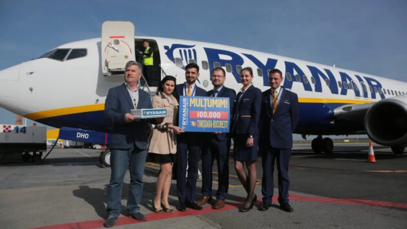 Ryanair a transportat 100.000 de pasageri pe ruta internă Timişoara-Bucureşti în şapte luni de la lansare