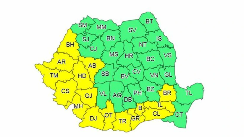 Cod galben de caniculă pentru 15 judeţe şi Bucureşti, până luni. Temperaturile vor ajunge până la 38 de grade