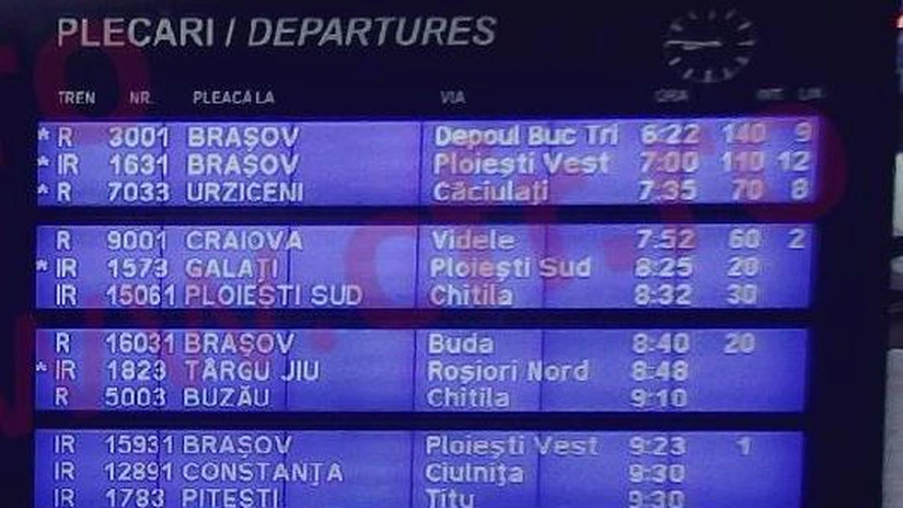 Probleme în Gara de Nord: trenurile circulă doar pe liniile 1-4, întârzieri şi de 140 de minute, din cauza unui cablu de energie electrică rupt