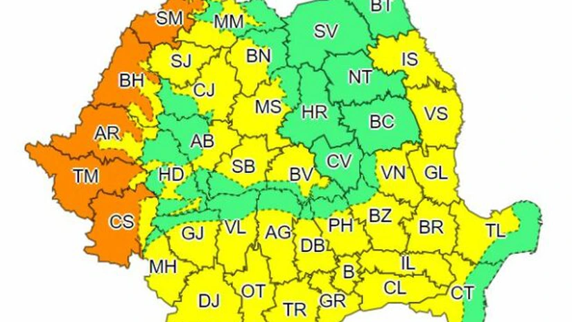 Cod portocaliu de căldură şi disconfort termic accentuat în cinci judeţe din vestul şi nord-vestul ţării, luni şi marţi