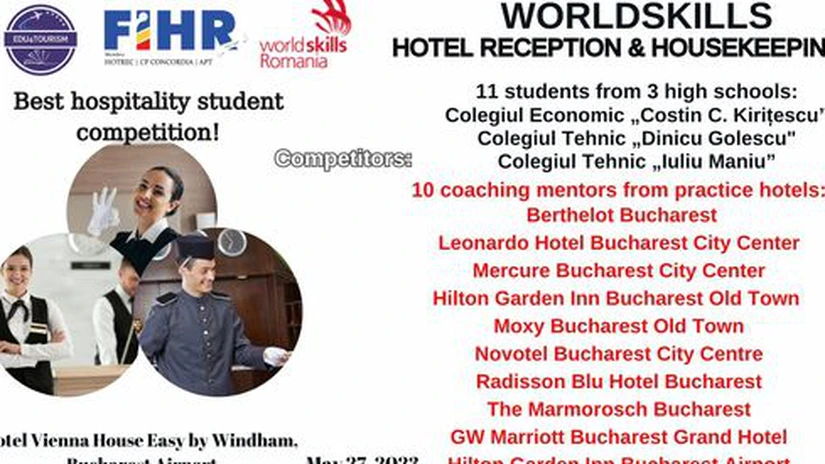 Competiția WorldSkills, care verifică și premiază competențele profesionale în domeniul HoReCa, va fi organizată în premieră în România