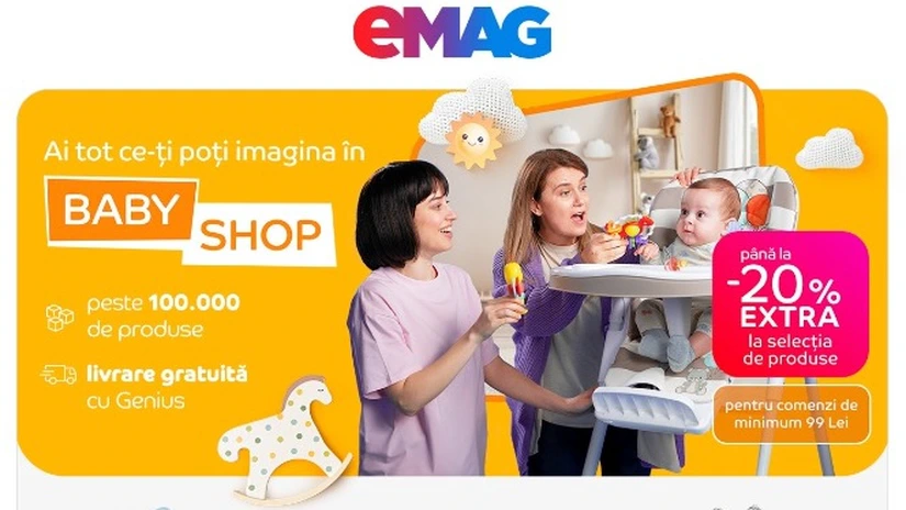 eMAG lansează Baby Shop cu peste 100.000 de produse, al 10-lea shop-in-shop lansat în ultimele 9 luni 