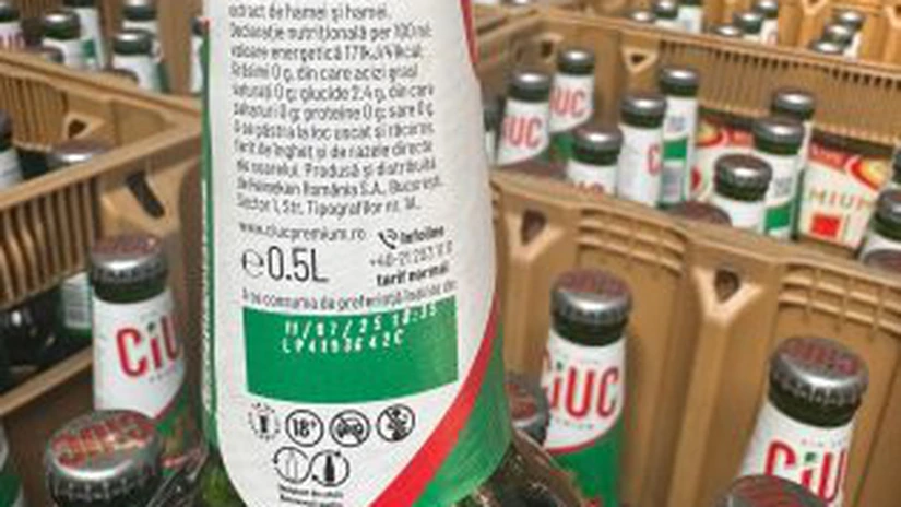 ANPC a amendat Heineken România cu 65.000 de lei. Inspectorii au găsit 1,8 milioane de sticle de bere Ciuc cu rugina pe capac