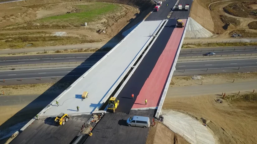 Autostrada Bucureștiului A0: Aktor așterne asfalt la pasajul peste A1 VIDEO