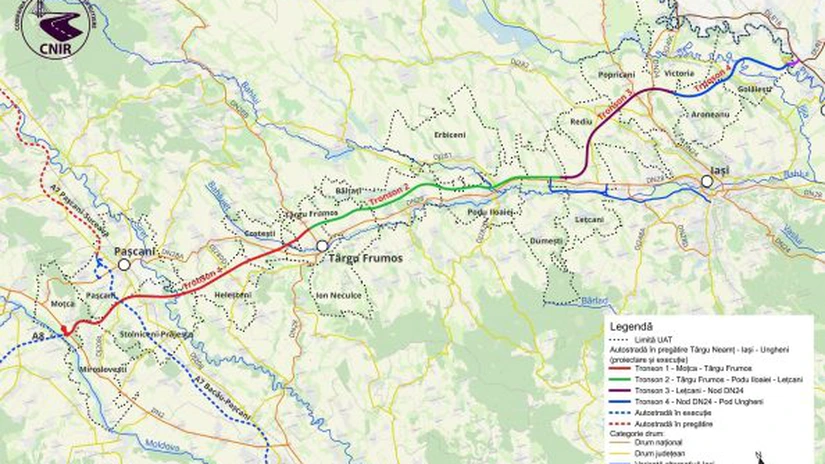 Autostrada Unirii A8: CNIR pregătește lansarea la licitație a secțiunii Tg Neamț - Lețcani