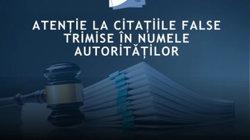 DNSC avertizează cu privire la o campanie de citații false transmise de infractori cibernetici pentru a fura date personale și financiare