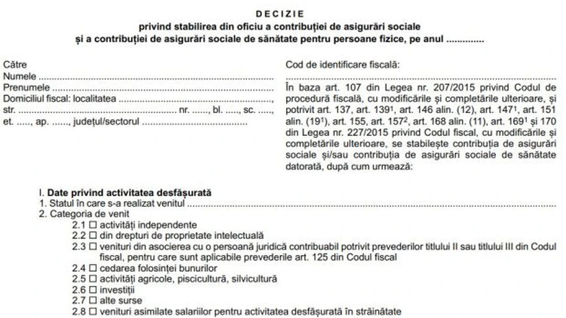 CASS şi CAS datorate şi neplătite de oamenii cu venituri extrasalariale obţinute în 2024: ANAF le trimite decizie de impunere din oficiu. Cât vor plăti, calcule exacte – procedură oficializată