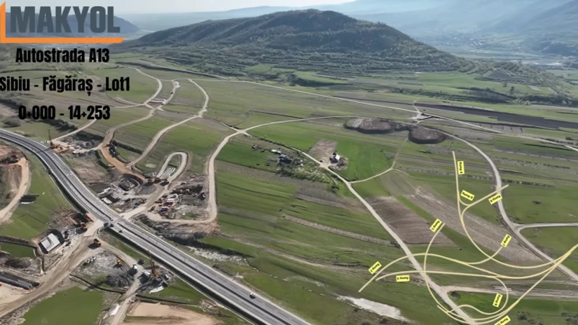 VIDEO Autostrada A13 Sibiu - Făgăraș: Cum mai evoluează lucrările la cel mai complex nod rutier din România