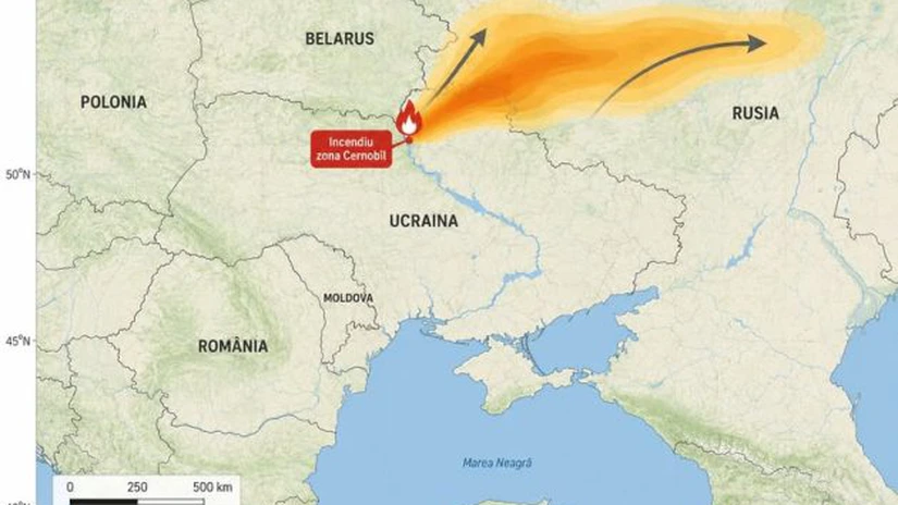 Ministerul Mediului: Norul de fum provenit de la incendiul din zona Cernobîl nu va afecta România